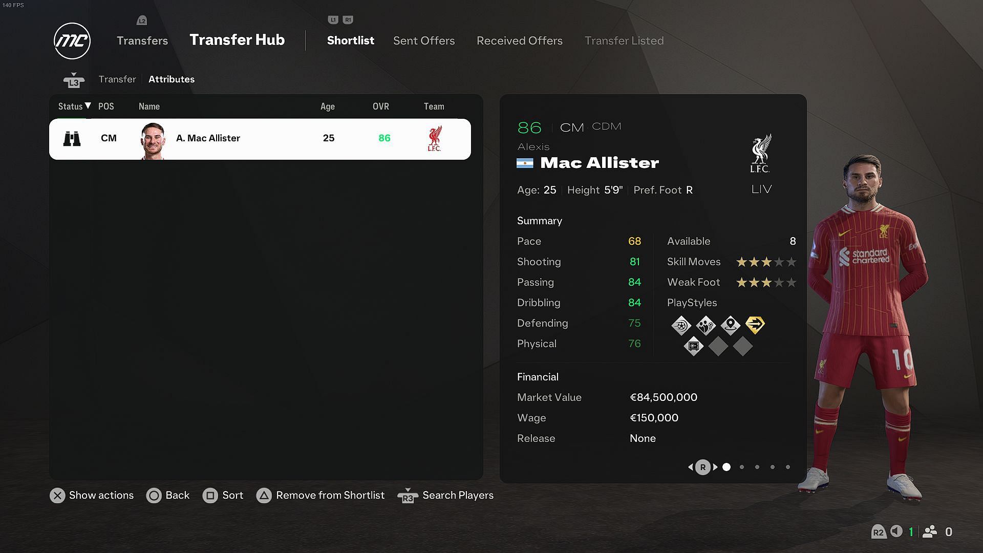 Mac Allister, as seen in the game (Image via EA Sports)