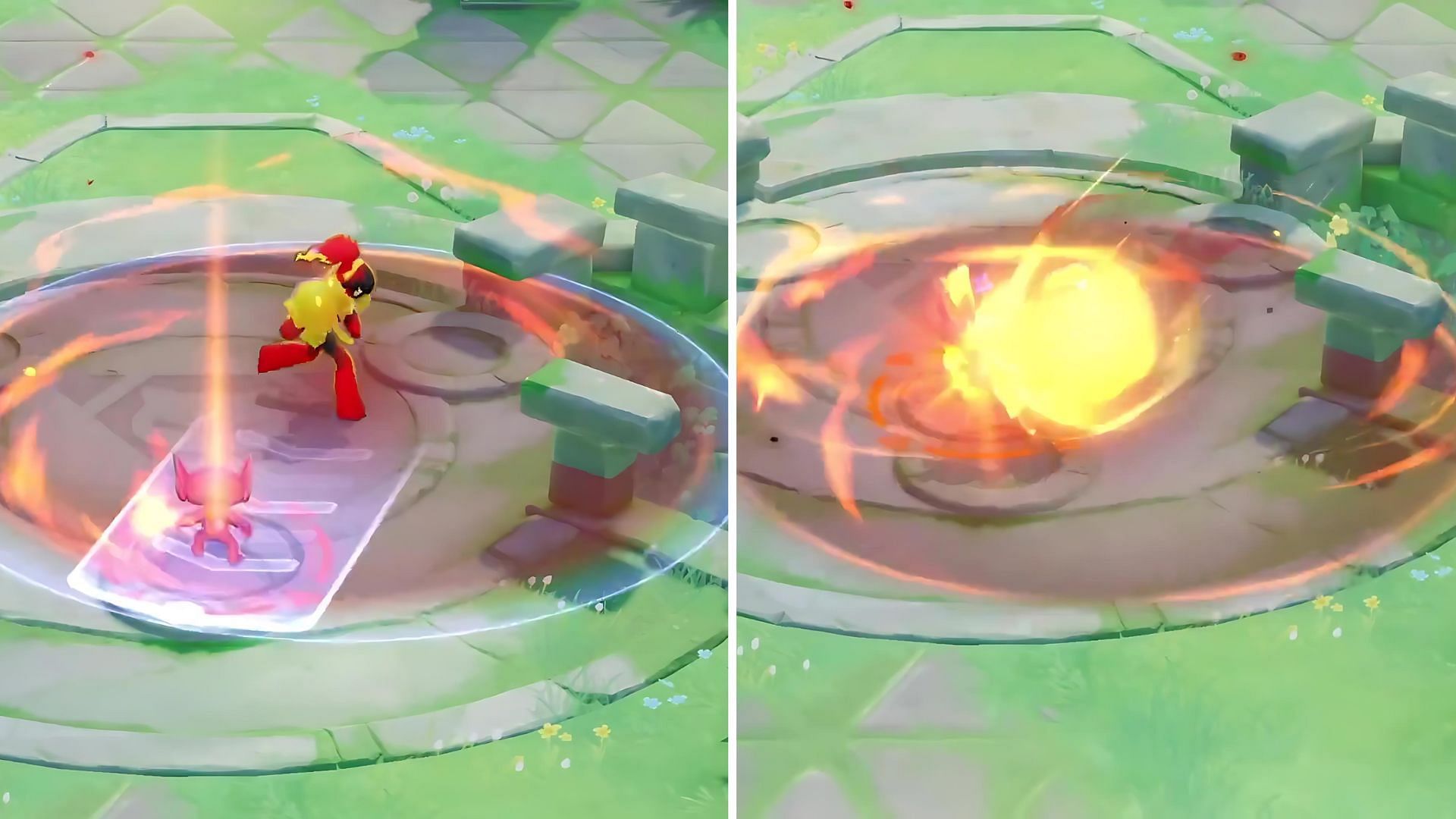 Armarouge using the Fire Spin and Flame Charge combo (Image via The Pokemon Company)