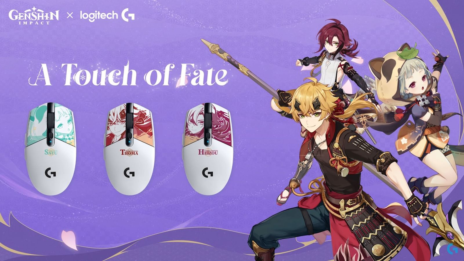 Genshin Impact x Logitech collab Ayaka, Sayu, Thoma and Heizou themed