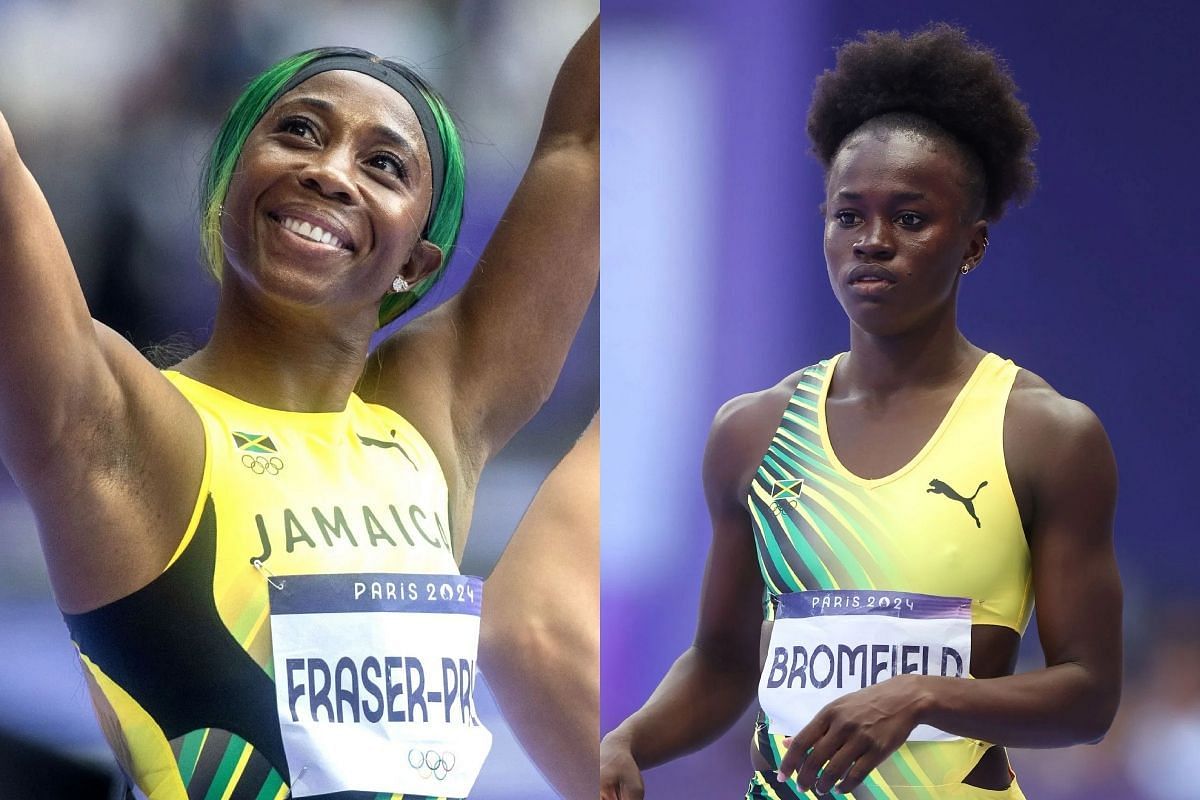 Shelly-Ann Fraser-Pryce and Junelle Bromfield - Getty