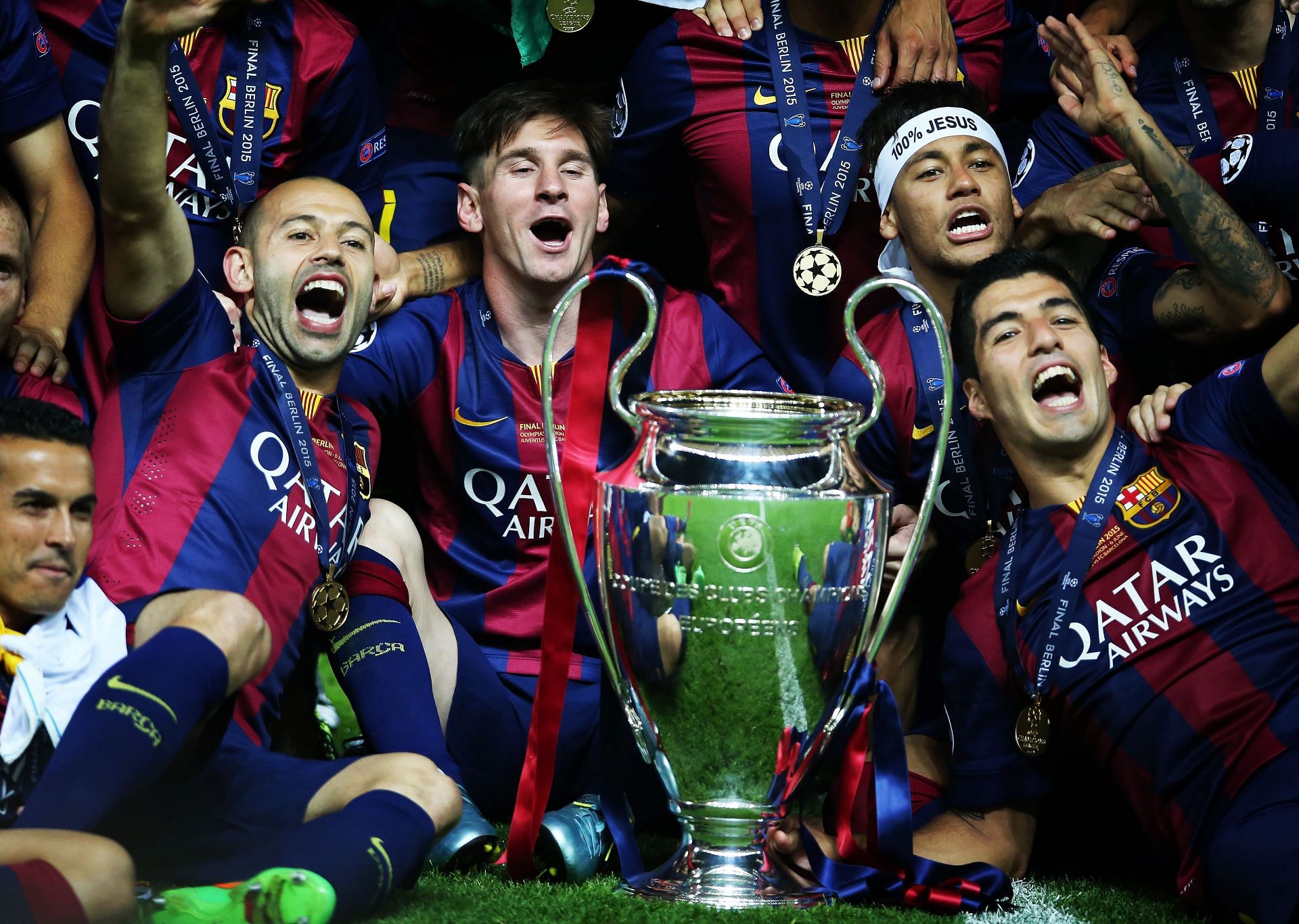 Lionel Messi, Neymar and Luis Suarez in the 2014-15 UCL final - Source: Getty