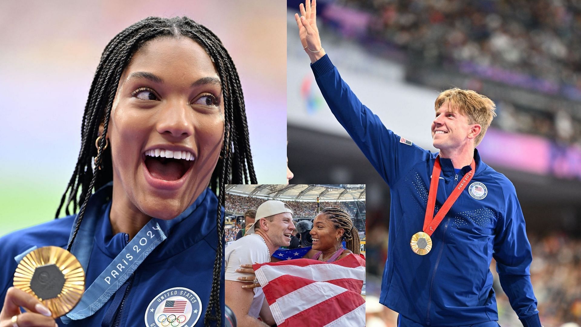 Tara Davis-Woodhall and Hunter Woodhall spend quality time together in Salt Lake City after Paris Games (Images: All via Getty)