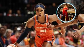 In Photos: DiJonai Carrington oozes confidence as she dons red pants and top with $1,483 LV bag for Fever-Sun Game 2 showdown