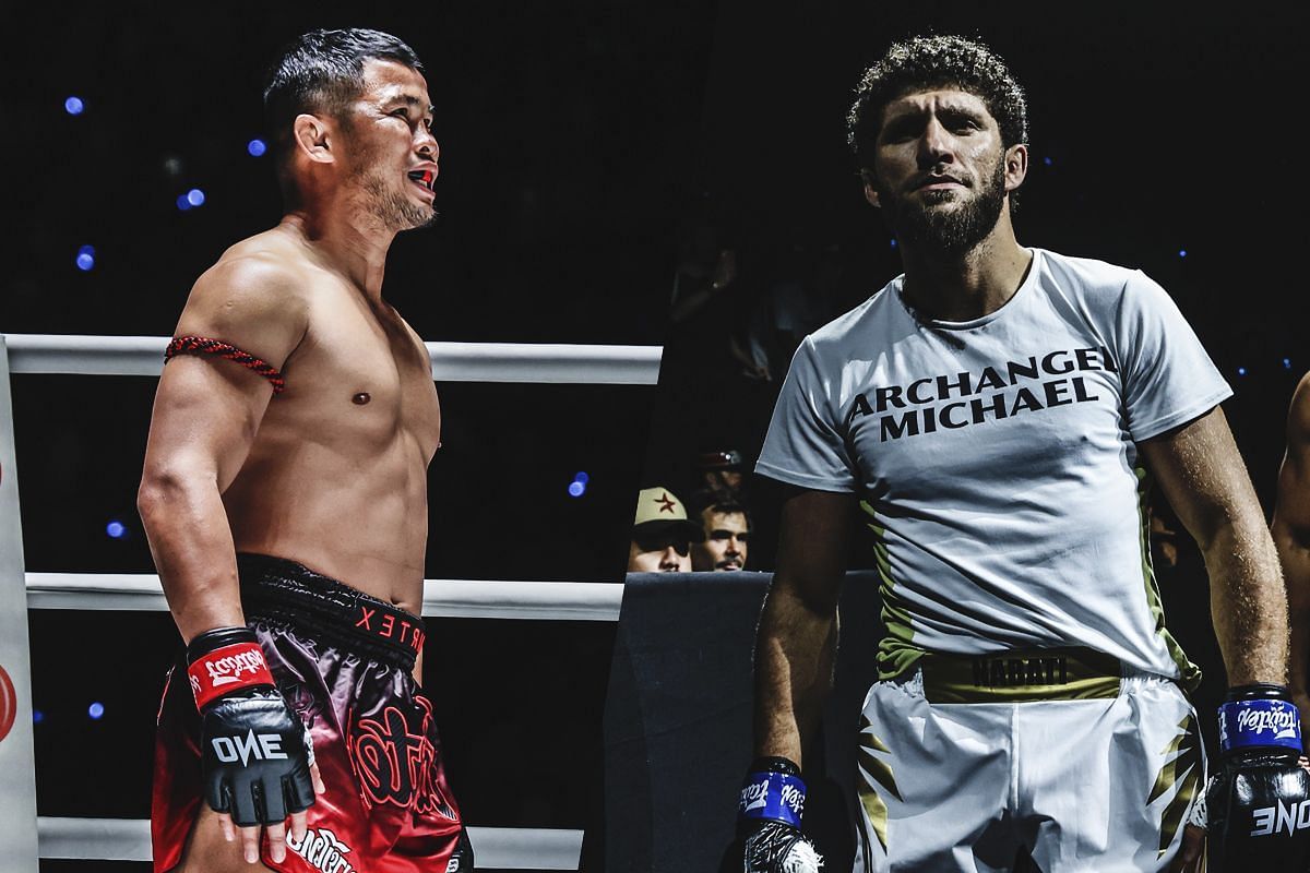 Nong-O (Left) faces Kiamran Nabati (Right) at Lumpinee