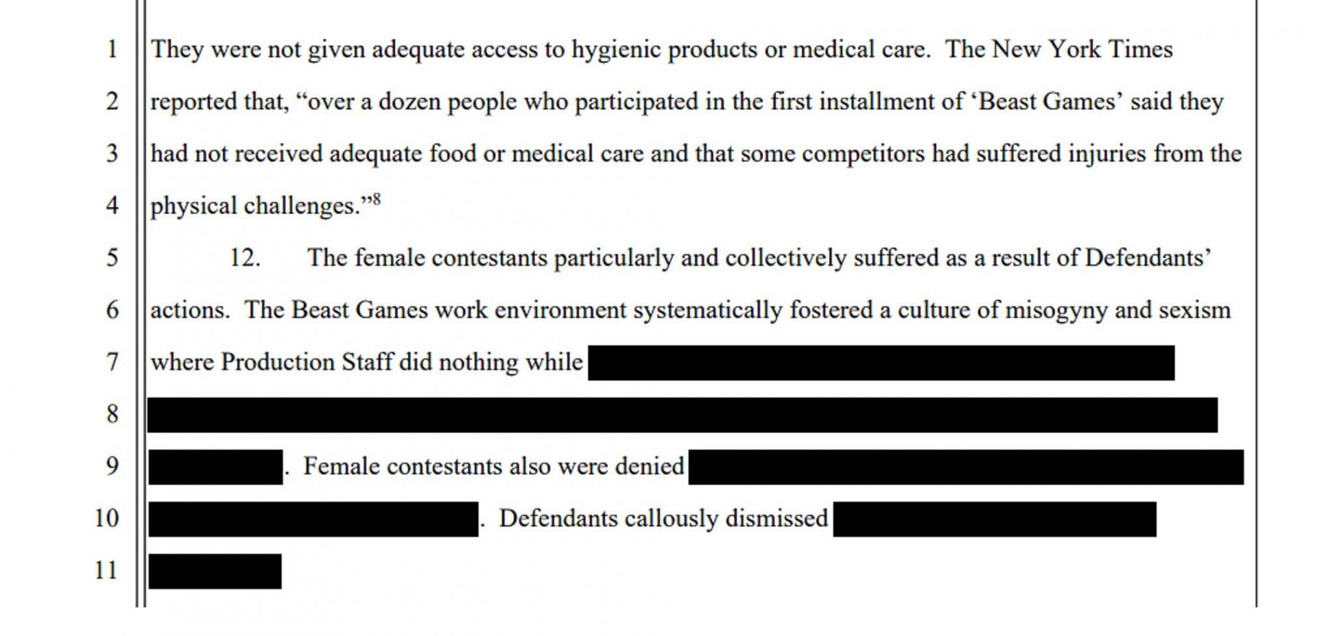 Female participants allegedly faced &quot;sexism&quot; (Image via Superior Court of the State of California)