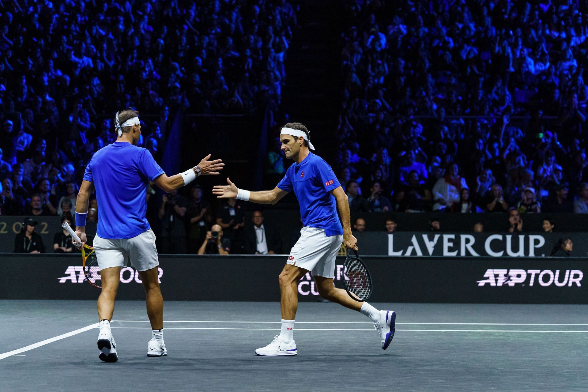 Roger Federer and Rafael Nadal at Laver Cup 2022. PHOTO: Getty Images