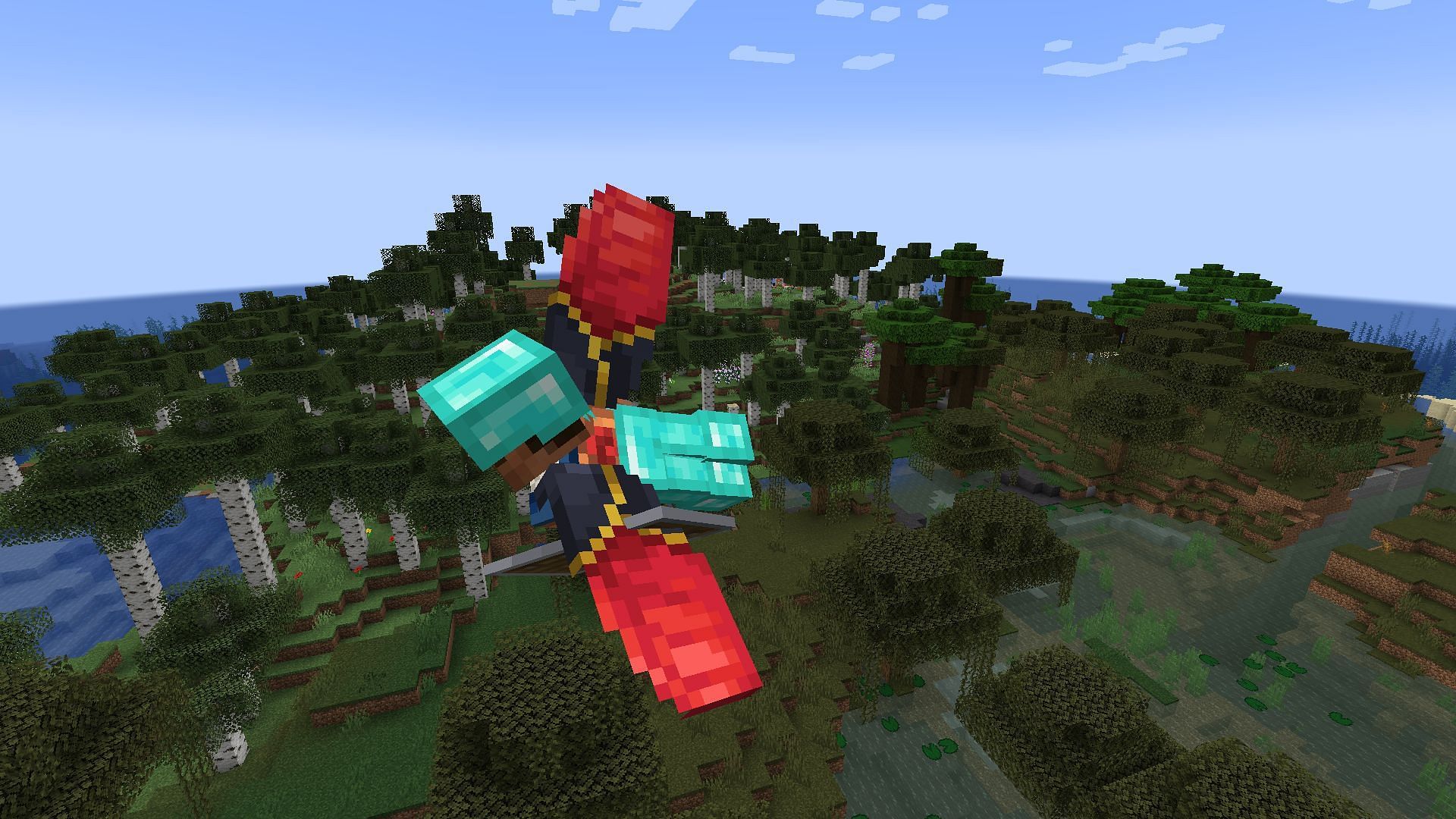 A player flying with an elytra (Image via Mojang)