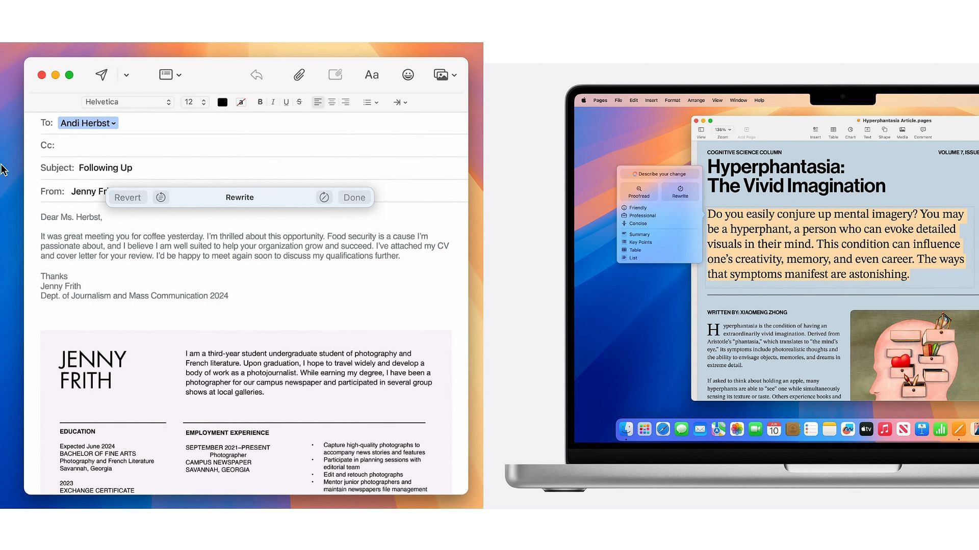 New AI writing tools (Image via Apple)