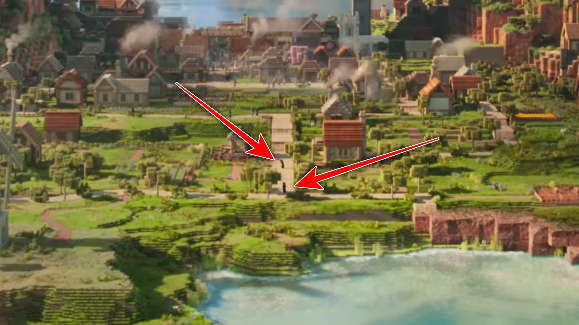 The official trailer barely showcases villagers (Image via YouTube/Warner Bros)