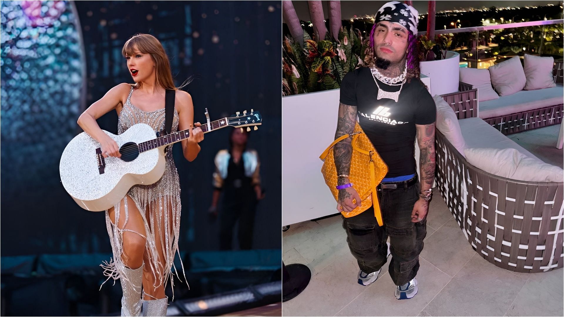 Taylor Swift was criticized by Lil Pump for supporting Kamala Harris (Images via Instagram/taylorswift and lilpump)