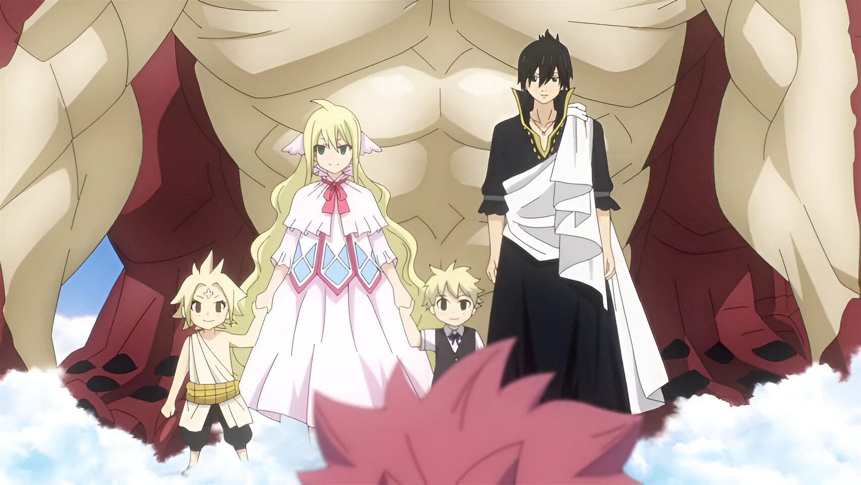 Natsu meets Igneel, Zeref, and Mavis in the anime (Image via J.C. Staff)