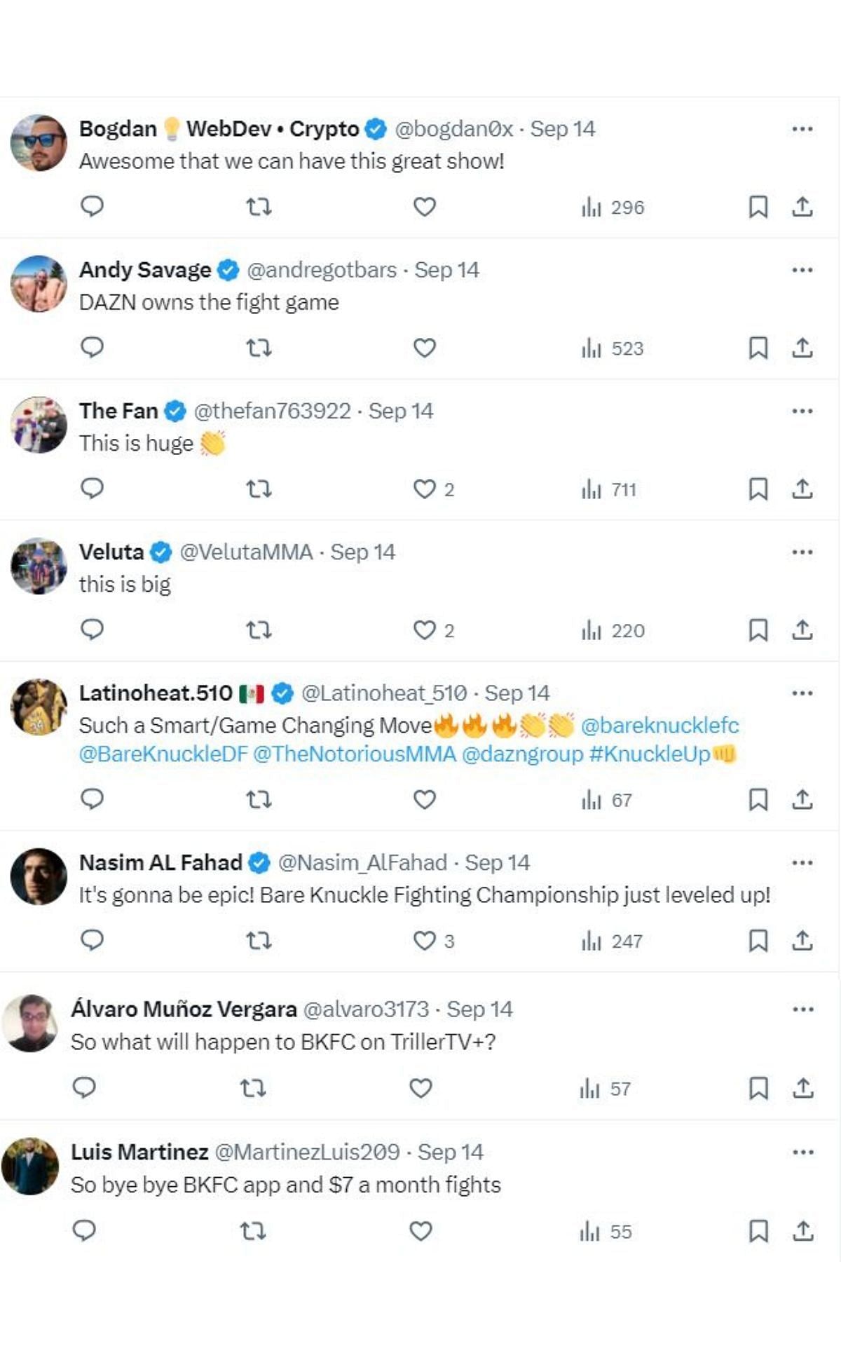 More comments on the news. [Image credit: @bareknucklefc on X]