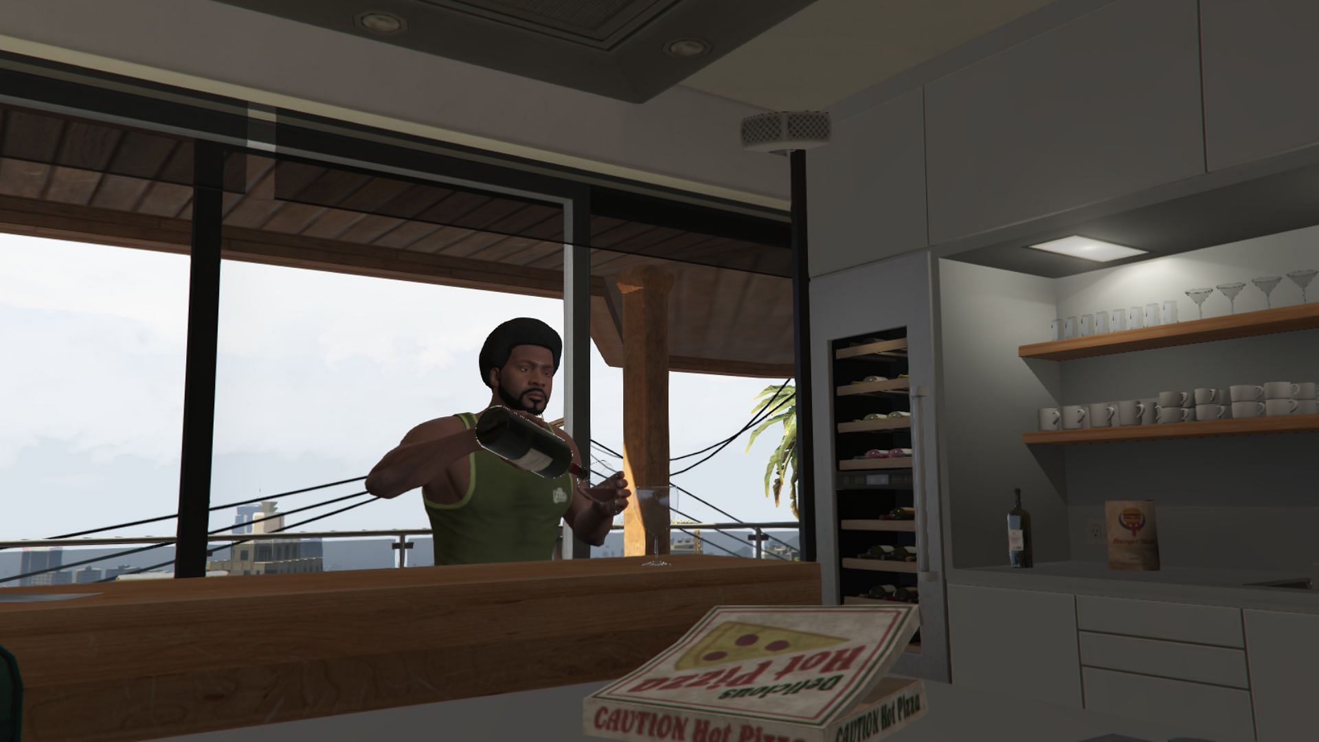 Drinking is an optional activity for the Grand Theft Auto 5 protagonists. (Image via Rockstar Games)