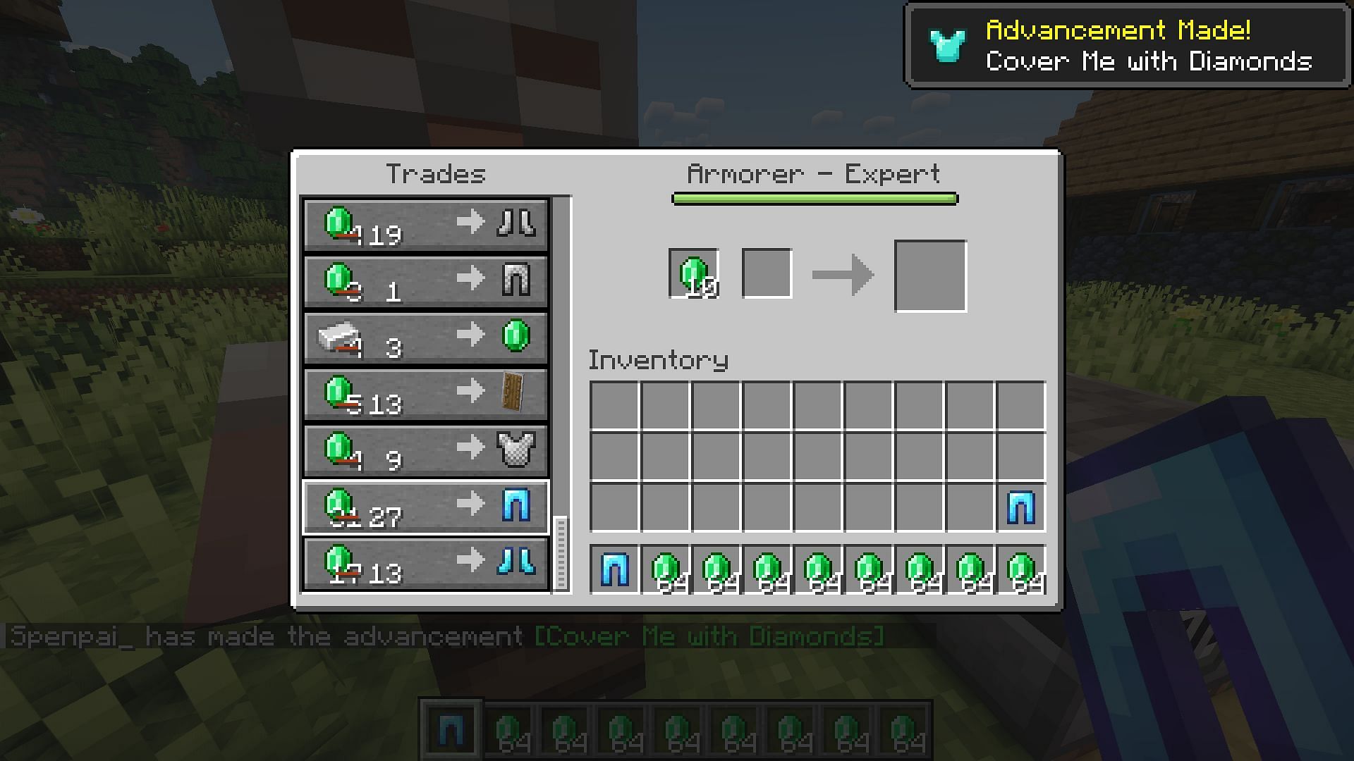 Trading for diamond gear instead of crafting it in Minecraft will save you diamonds over time (Image via Mojang)