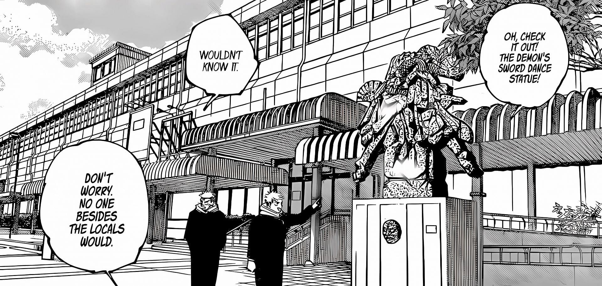 Yuji showing Sukuna the local attractions (Image via Shueisha)