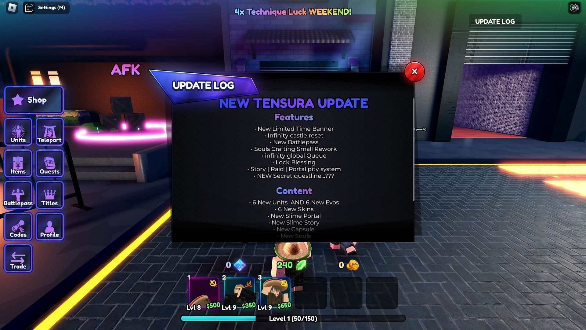 A new Tensura Update has arrived in the game (Image via Roblox || Sportskeeda)