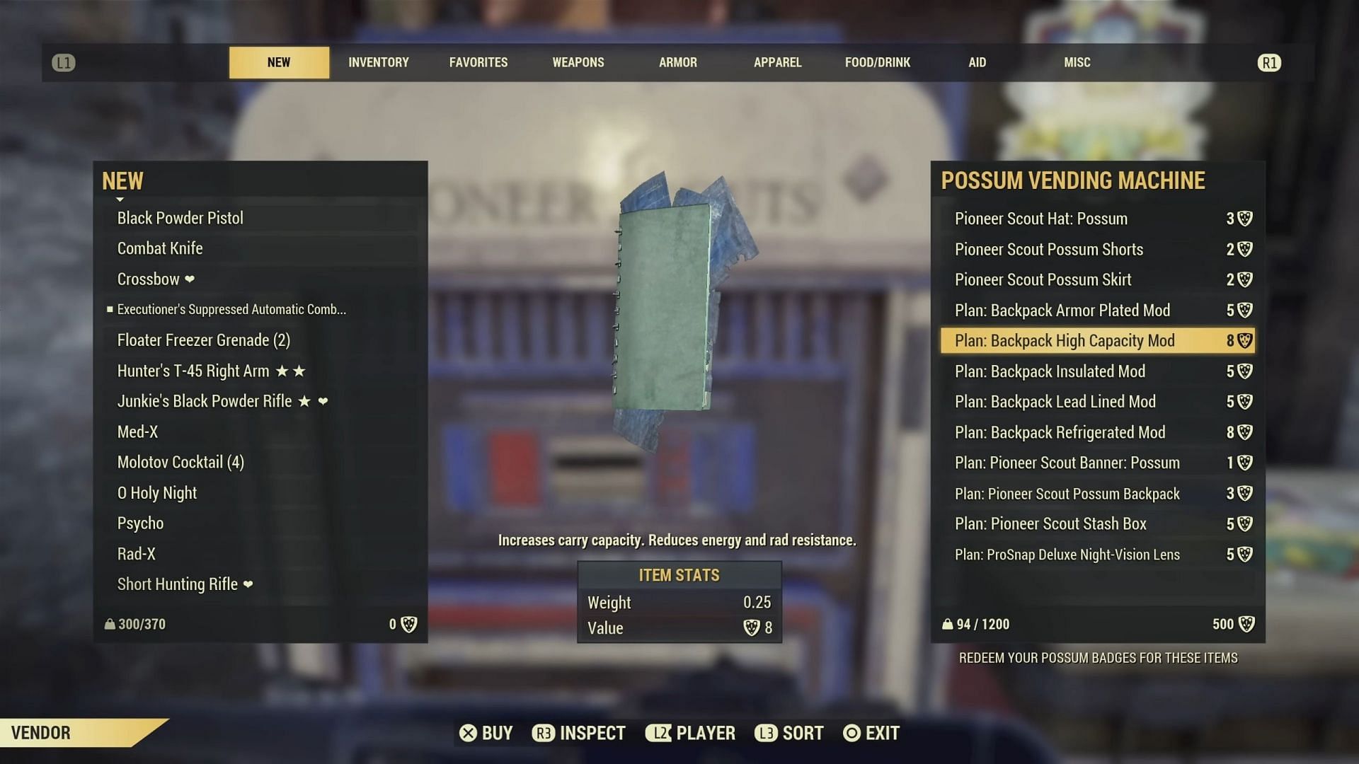 Interact with the scout vending machine to get the mod (Image via Bethesda Softworks)