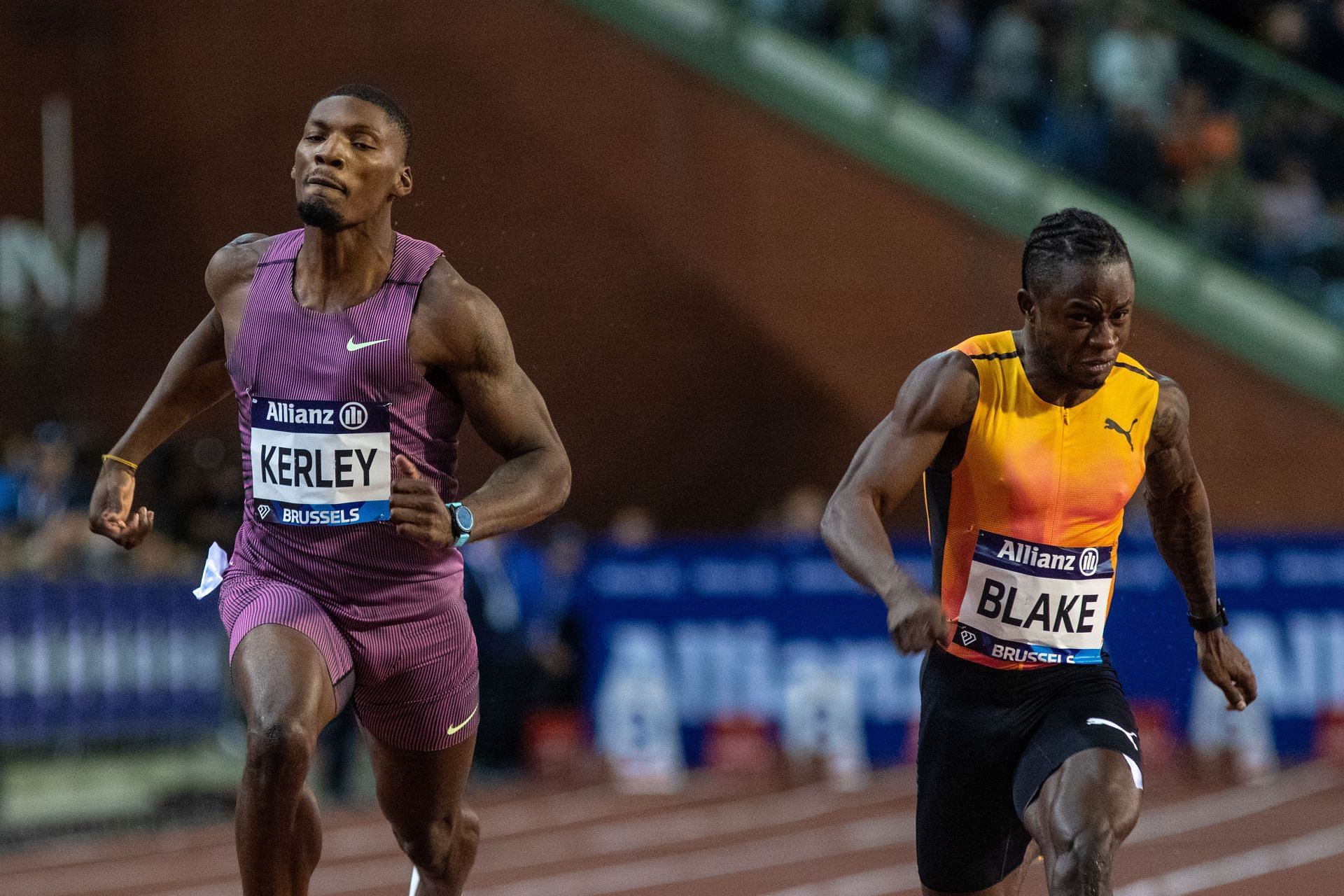 Ackeem Blake in action at the 100m final in the Brussels Diamond League Final 2024 [Image Source: Getty]