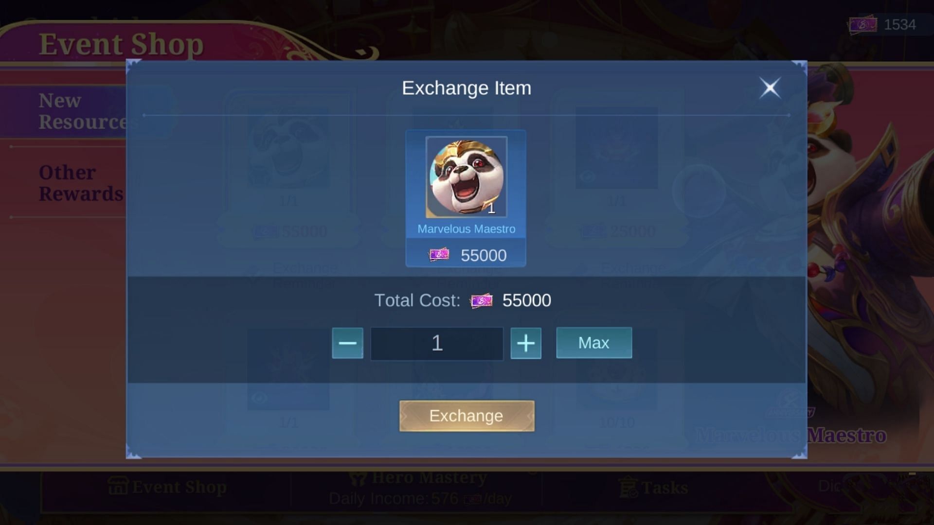 Akai skin costs 55K Exchange Tokens (Image via Moonton Games)