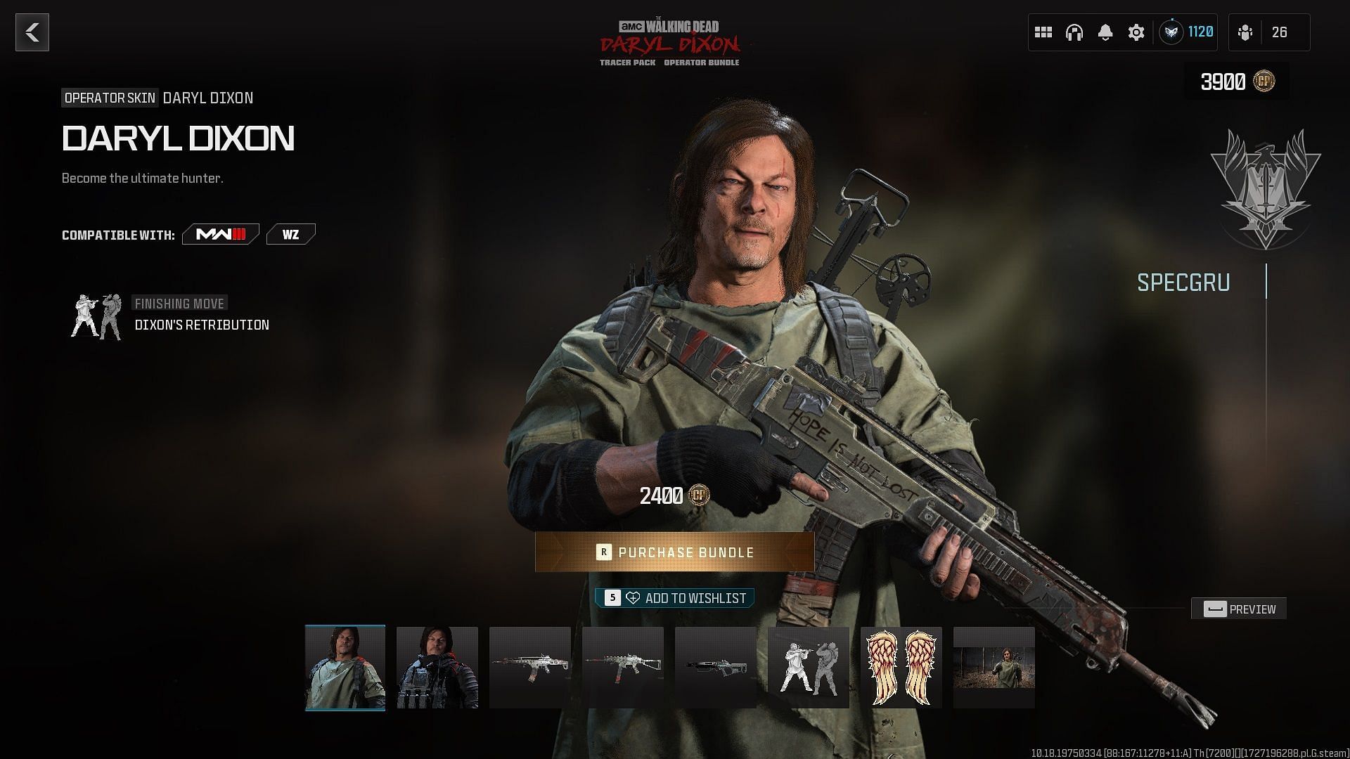 Using Daryl Dixon Operator in MW3 and Warzone for additional XP in The Walking Dead: Road to Terminus event (Image via Activision)