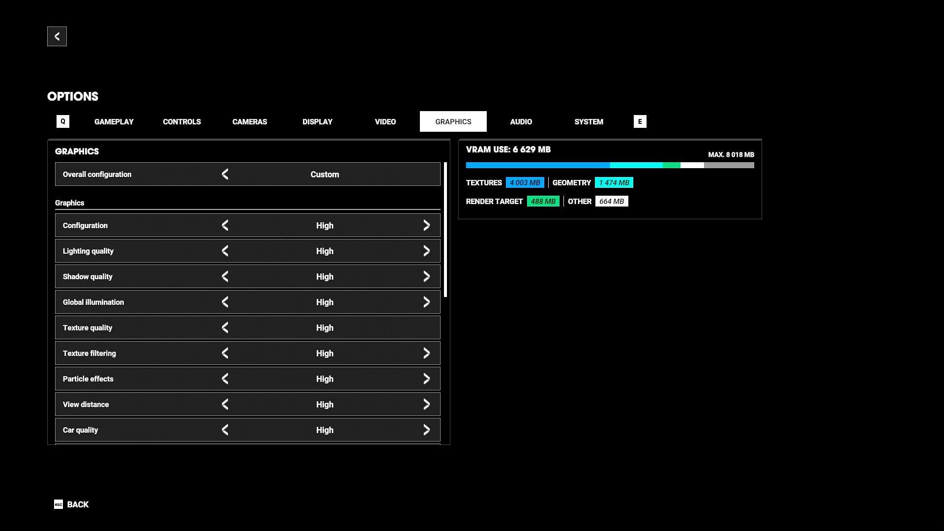 The Graphics settings menu in Test Drive Unlimited Solar Crown (Image via Nacon)