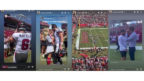 Baker Mayfield's wife Emily shares sweet moments from Bucs-Eagles Week 4 game [Image credit: @emilywaymayfield IG]