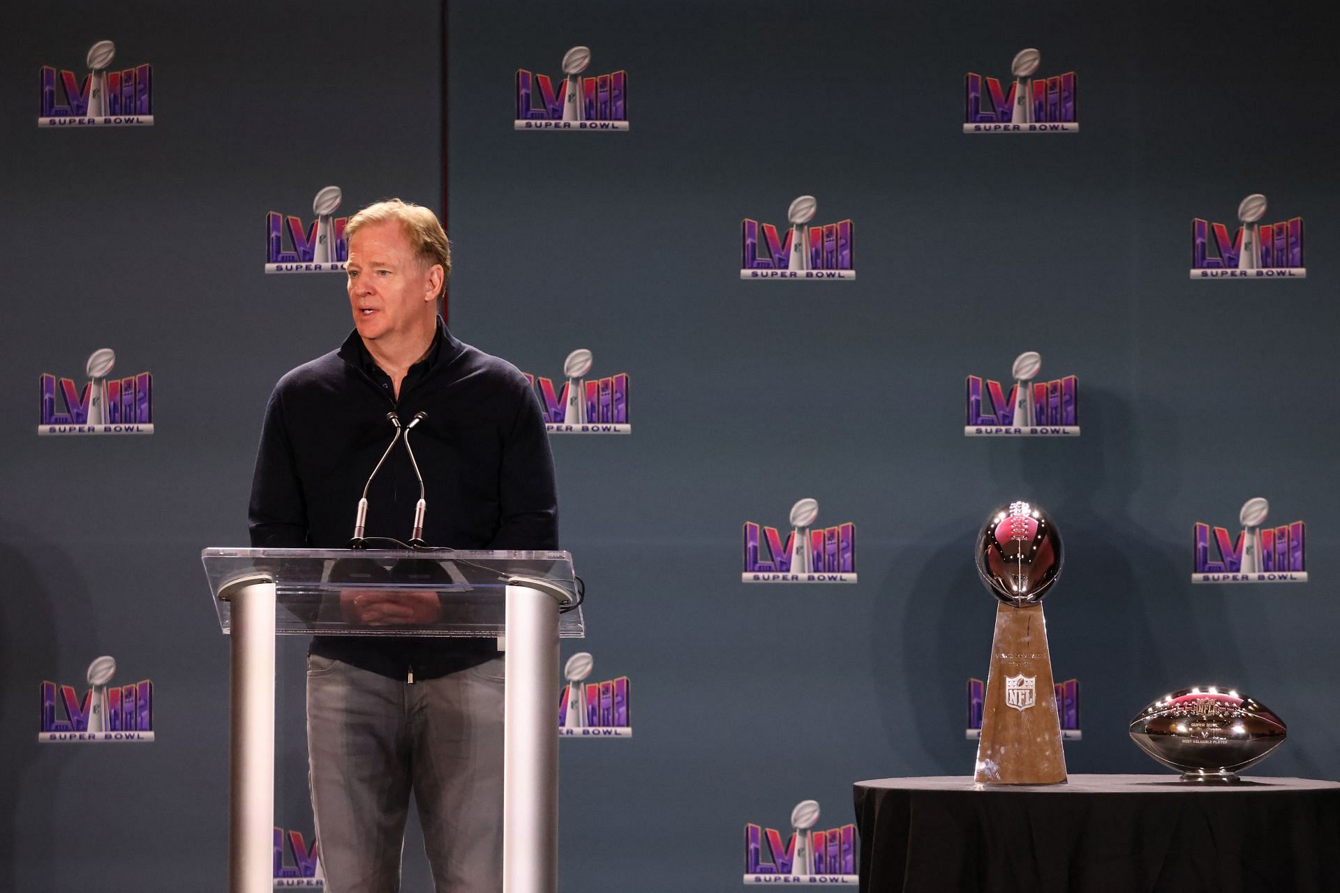 Roger Goodell at Super Bowl LVIII, Chiefs Press Conference, Source: Getty