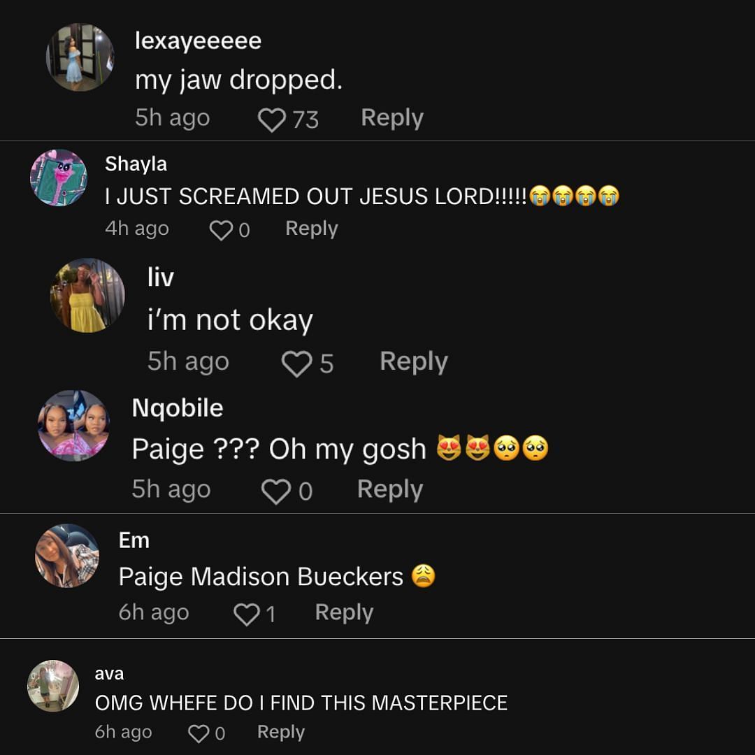 Fan reactions to Bueckers. (Credit: TikTok/@softy..paige)