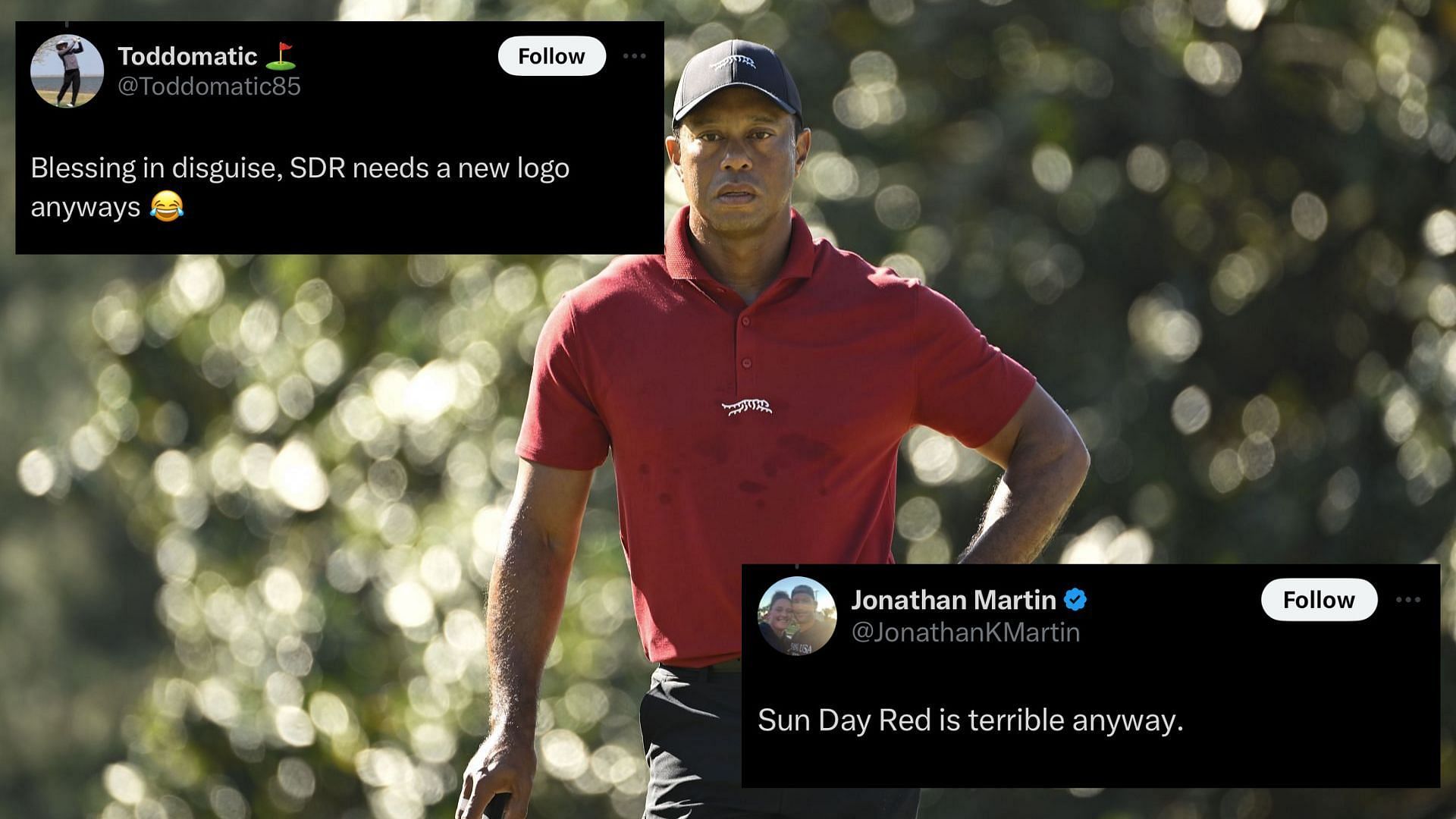 Fans react to Tiger Woods&rsquo; Sunday Red logo controversy. Image via Getty