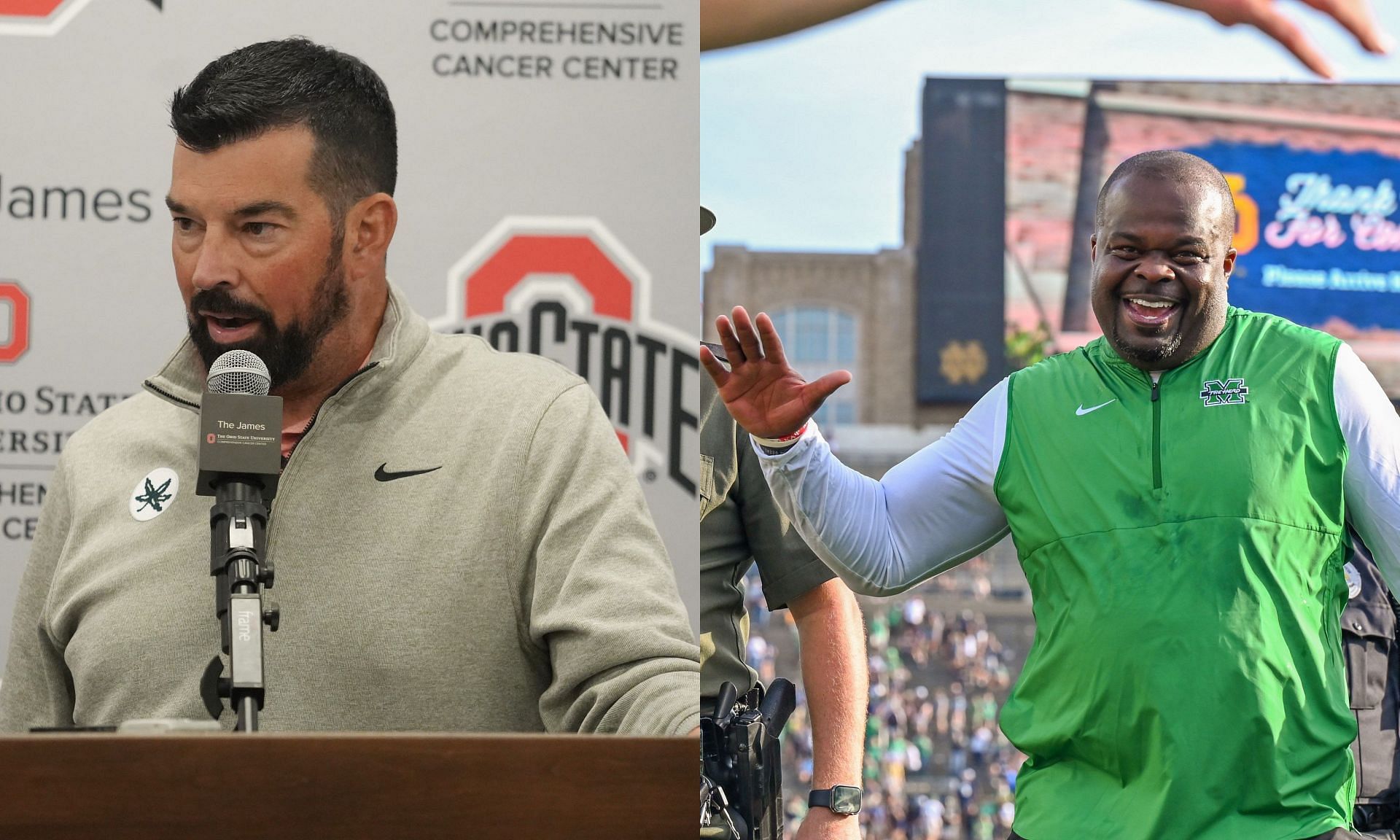 Marshall coach Charles Huff makes hilarious NIL offer to poach Ohio State players before Week 4 face-off. (Image credits: Imagn)