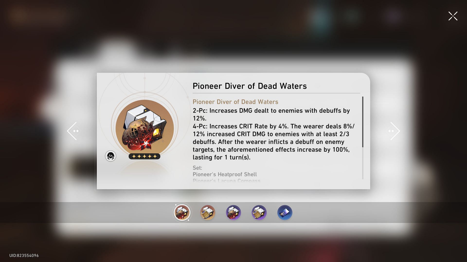 Pioneer Diver of Dead Waters Relic set (Image via HoYoverse)