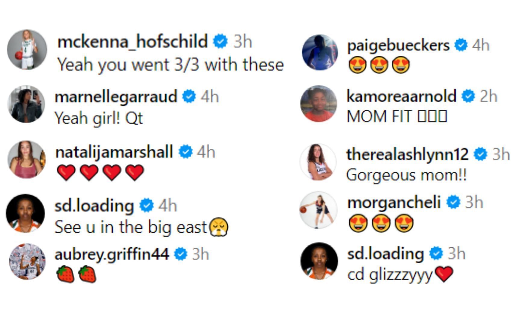 WBB players' comments on Ducharme's post