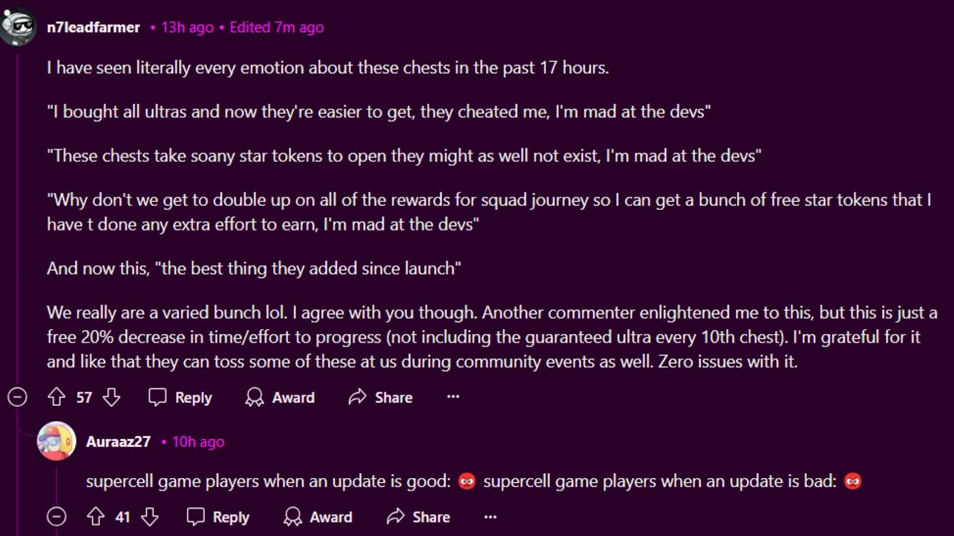 SquadBuster fan sums up the community as a &quot;mixed bag&quot; (Image via Reddit/axolicion)