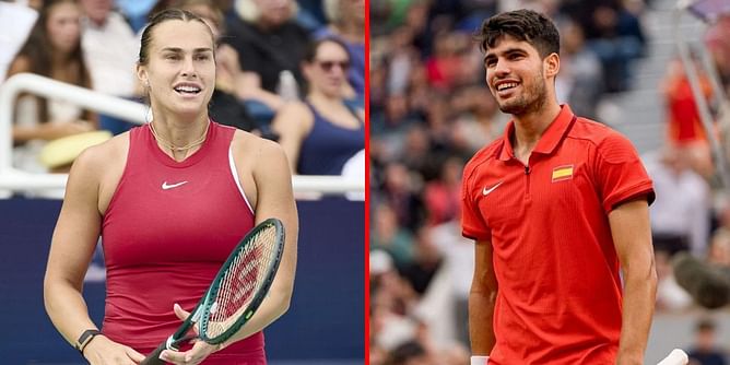 WATCH: Carlos Alcaraz & Aryna Sabalenka all smiles as they catch-up in warm interaction at China Open 2024
