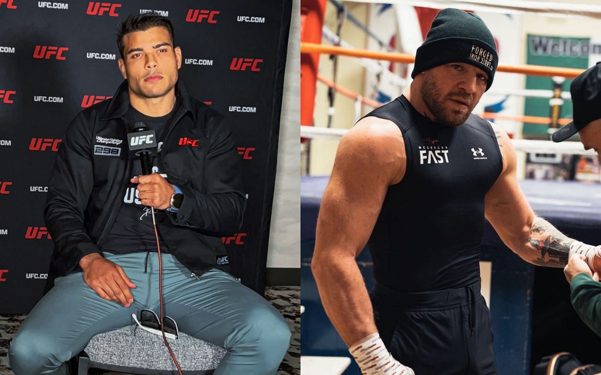 Paulo Costa (left) reacts to rumors about Conor McGregor