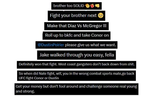 Comments from @NateDiaz209 on X