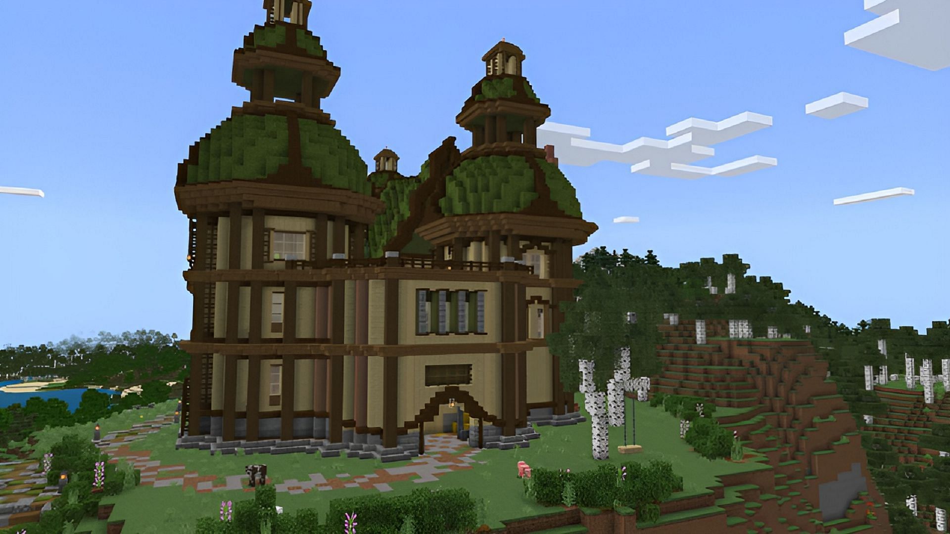 Birch Manor can be a calm and pleasant Minecraft home for the ages (Image via Pathway Studios)