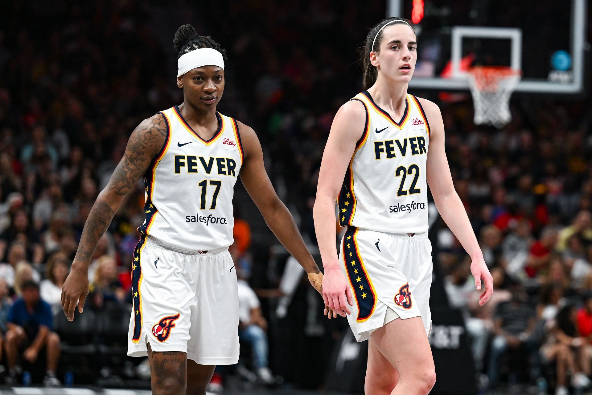 Indiana Fever teammates Caitlin Clark and Erica Wheeler - Source: Getty