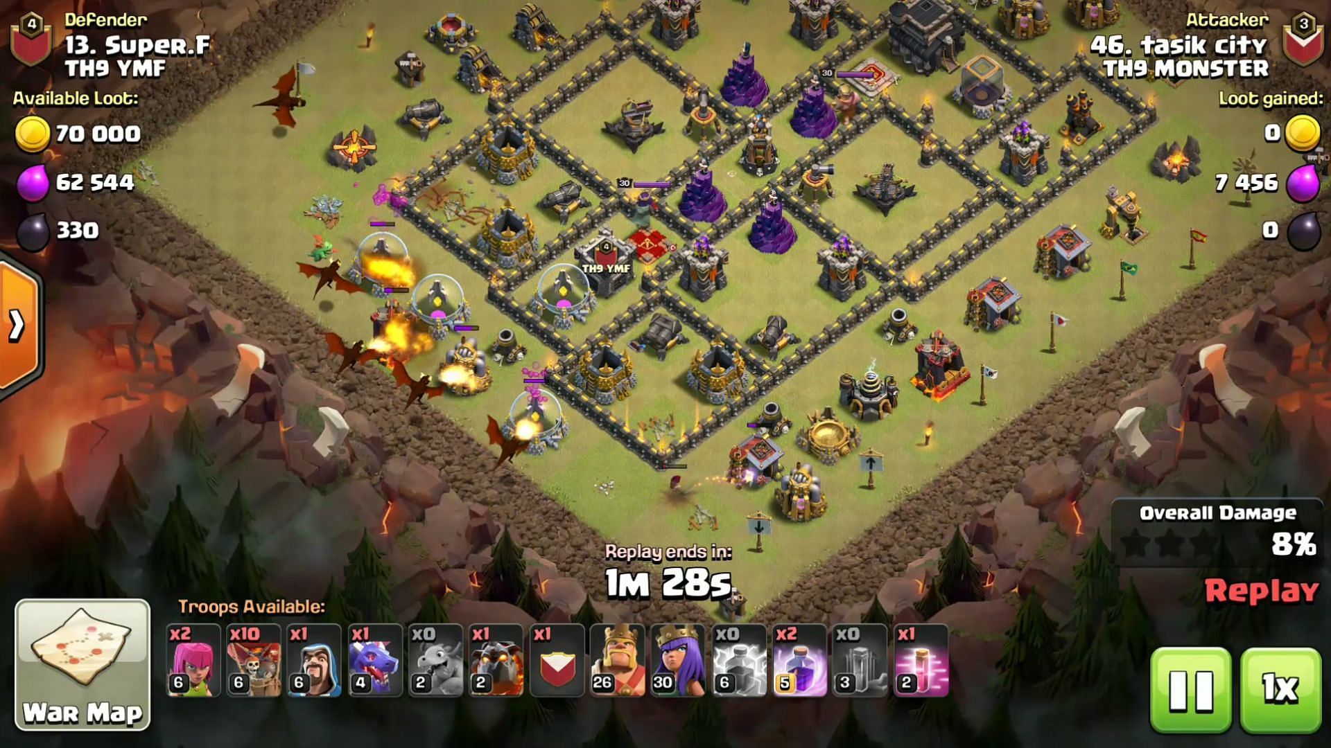 Use Dragons to clear base core (Image via Supercell)