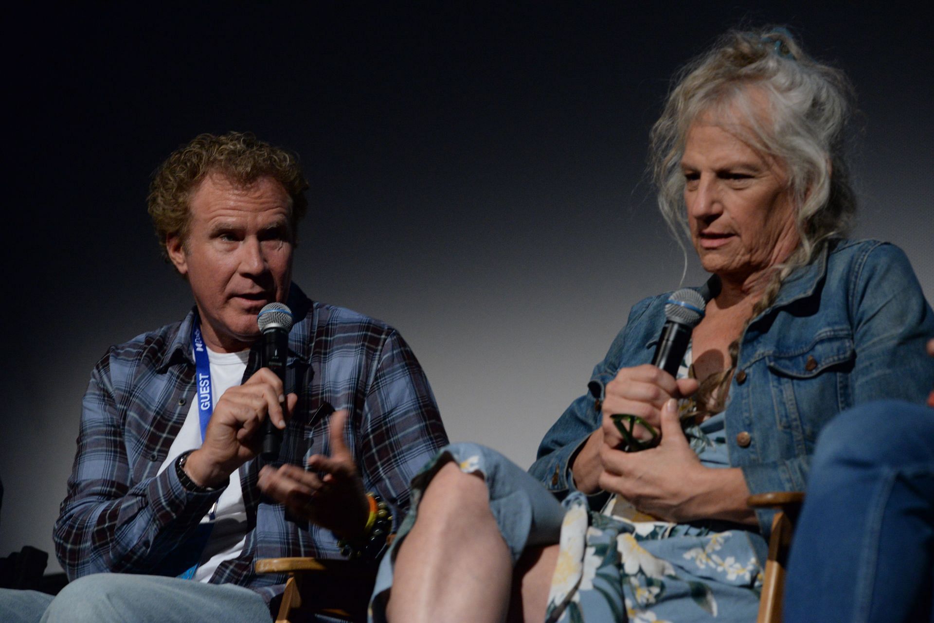 Will Farrell (L) and Harper Steele (R) speak at Will &amp; Harper&#039;s screening (Image via Getty)