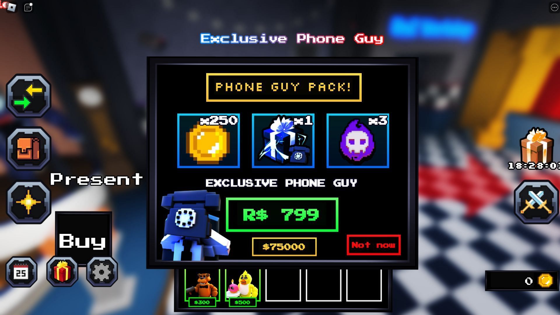 Purchase Phone Guy Pack in the spawn area (Image via Roblox)