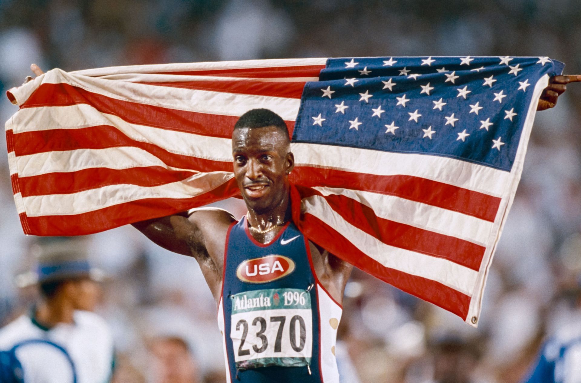 Michael Johnson at the 1996 Summer Olympics in Atlanta, Georgia. (Photo by Getty Images)