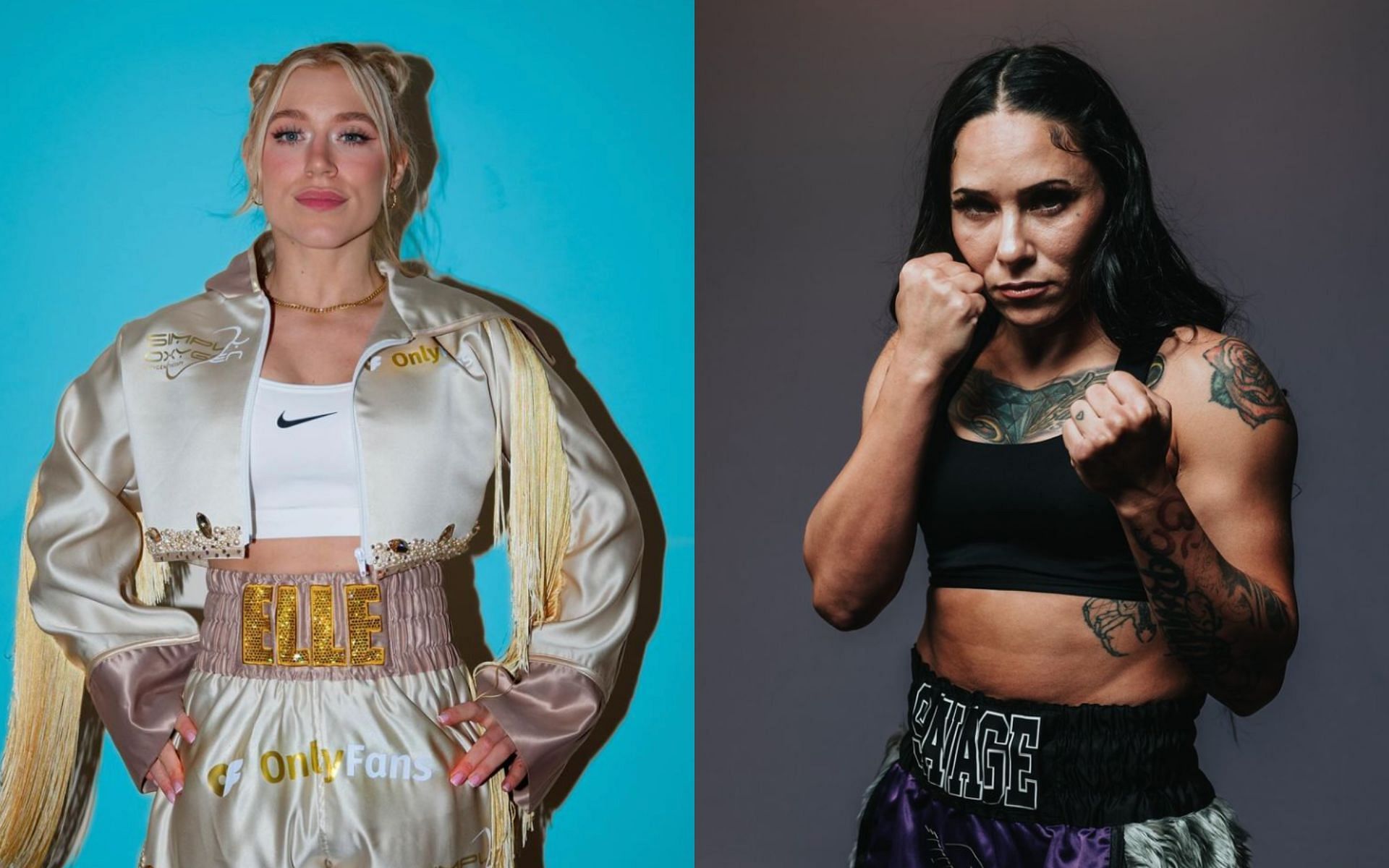 Elle Brooks (left) headlines MF &amp; DAZN X Series 18 against Jenny Savage (right). [Images courtesy: @thedumbledong, @thetennesseegangster on Instagram]