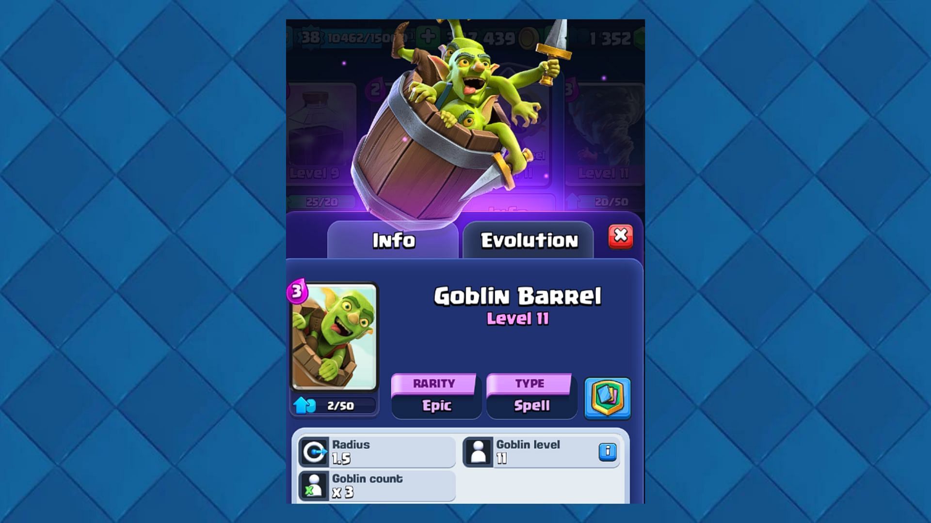 Goblin Barrel Spell Card in Clash Royale (Image via Supercell)