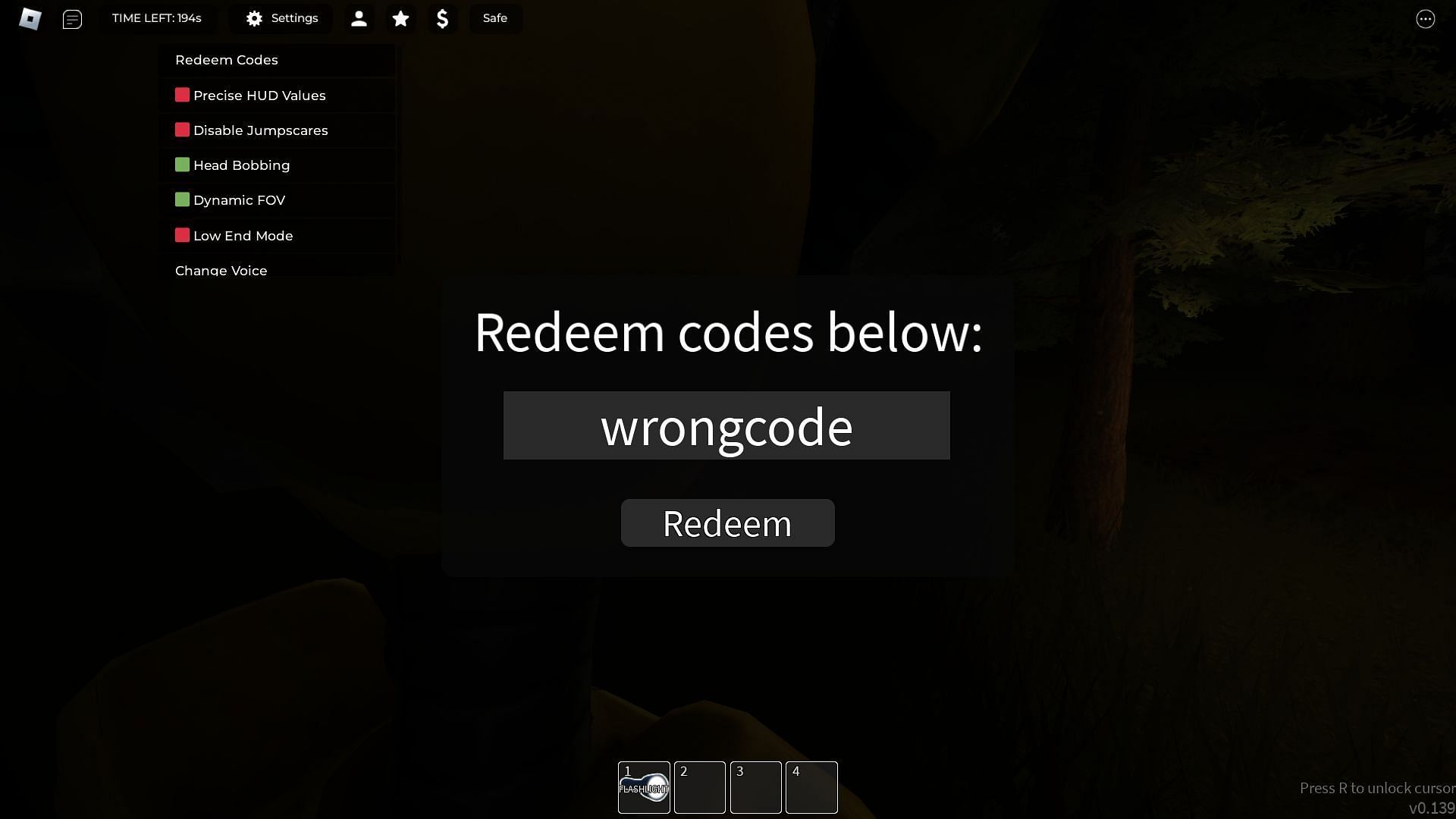 Avoid using typos while entering codes (Image via Roblox)