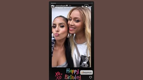 Vanessa sends warm birthday wishes to Beyonce on her IG story. (Credits: @vanessabryant/Instagram)