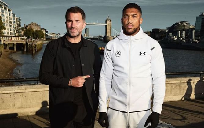 Eddie Hearn weighs in on Anthony Joshua's reaction to Daniel Dubois' low blow: "He went all the way to the trenches"