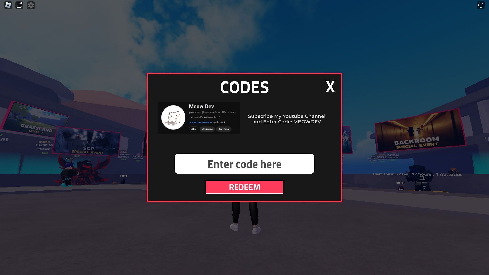 Redeem codes in TV Defense (Image via Roblox)