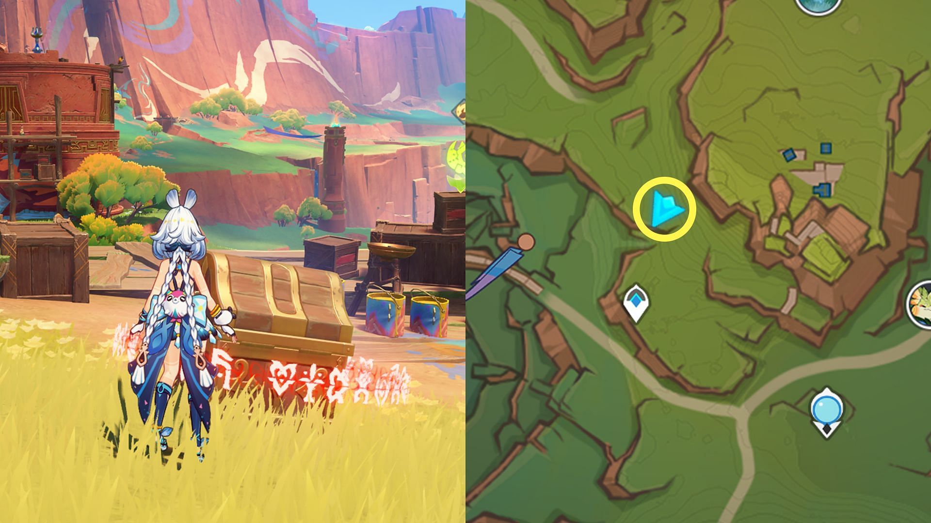 Location of the puzzle with the 4 torches in the Basin of Unnumbered Flames area (Image via HoYoverse)