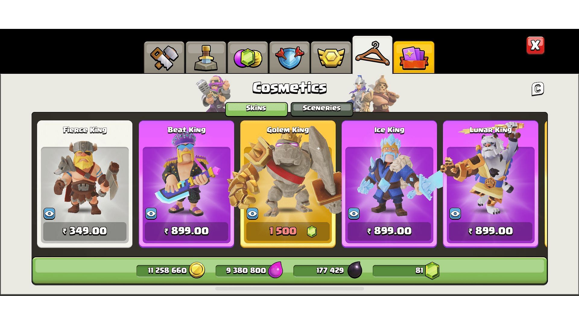 Fierce King is among the Barbarian King skins in Clash of Clans (Image via Supercell)